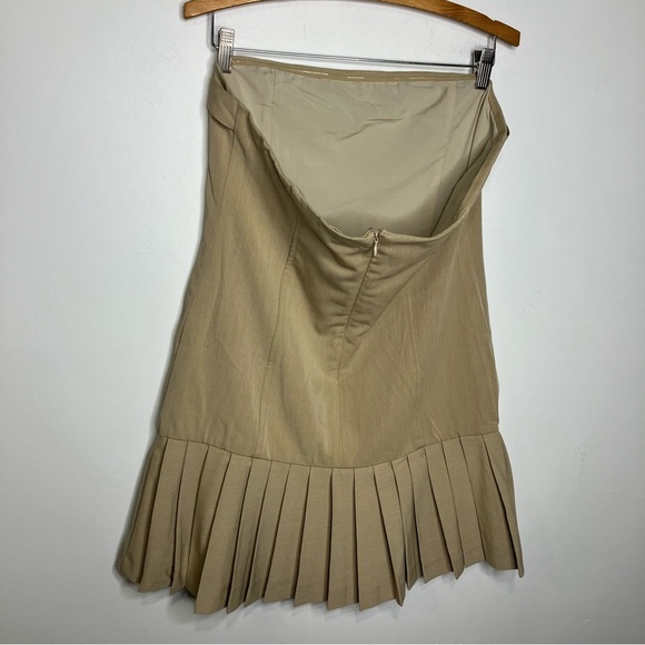 Anthropologie Maeve pleated strapless dress collegiate tan women’s size large - Picture 9 of 12